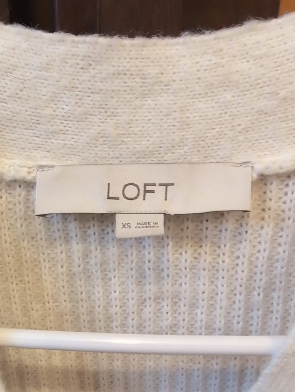LOFT Cream Chunky Ribbed Button-Front Cardigan - Picture 2 of 5